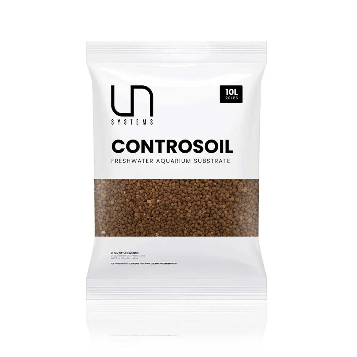 Package of UN Systems Controsoil brown freshwater aquarium substrate on a white background