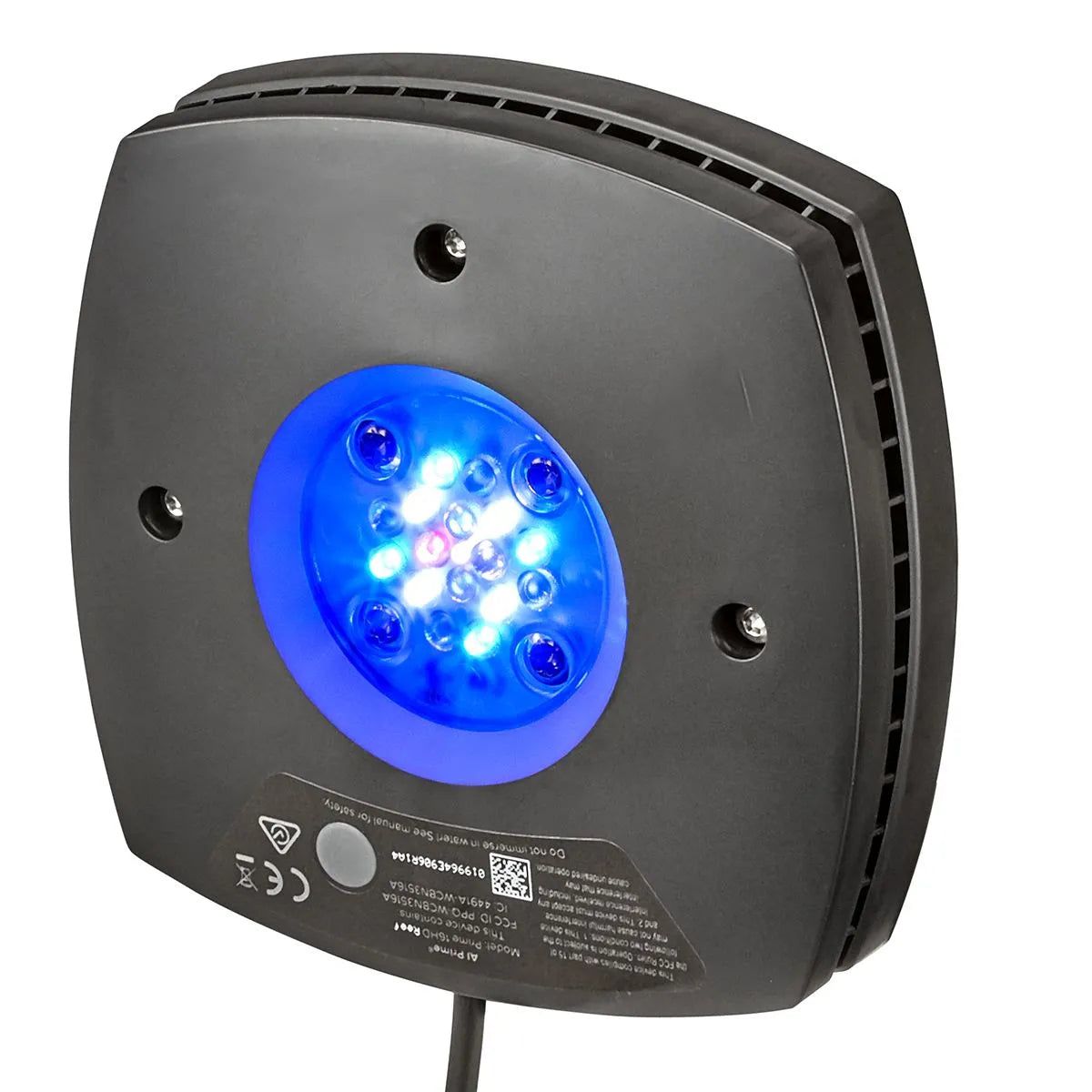 Black Electronic LED Aquarium Light with blue LEDs on a white background