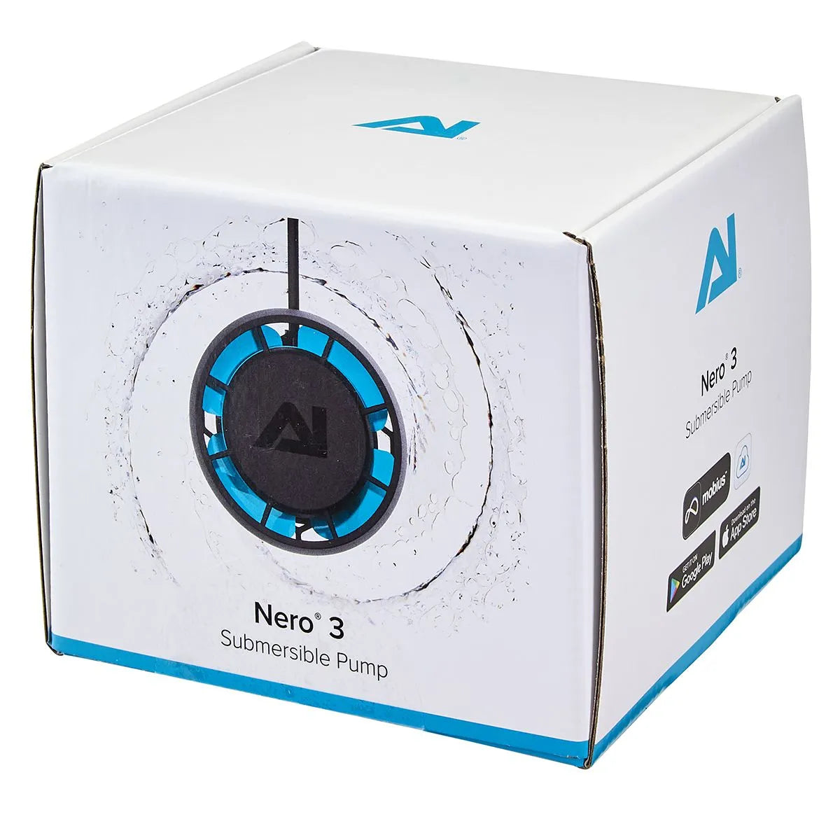 Box of Nero 3 Submersible Pump with brand logo on a white background