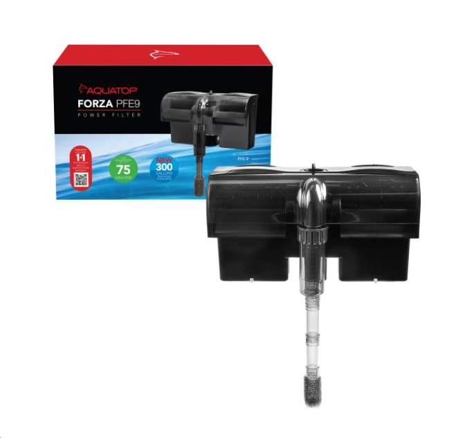Aquatop Forza power filter with packaging on a white background