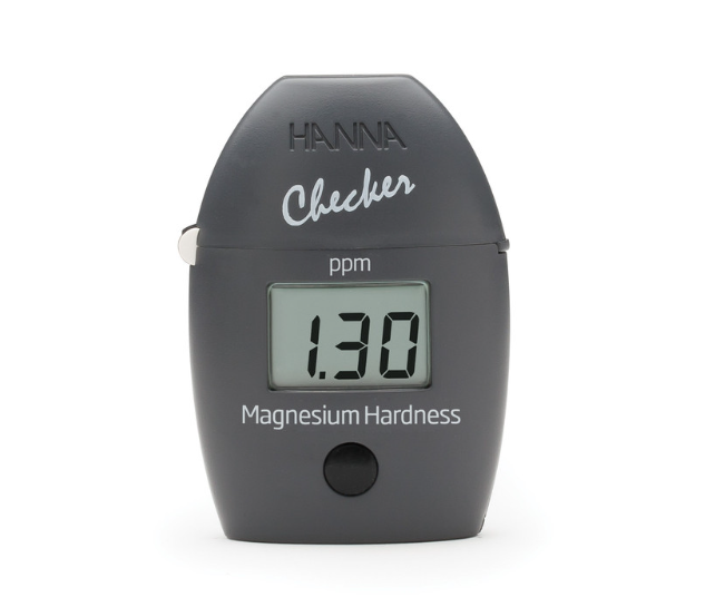Hanna magnesium hardness checker on a white background