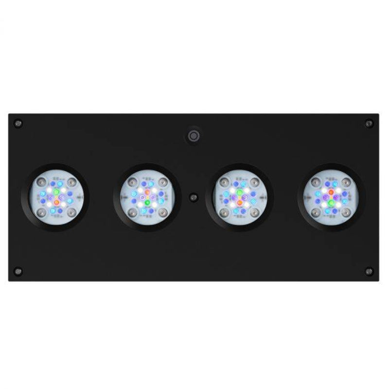 Black rectangular panel with four circular LED lights on a white
Aqua illumination hydra 64 light