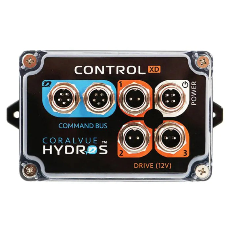 Control XD electronic module with connectors on a white background