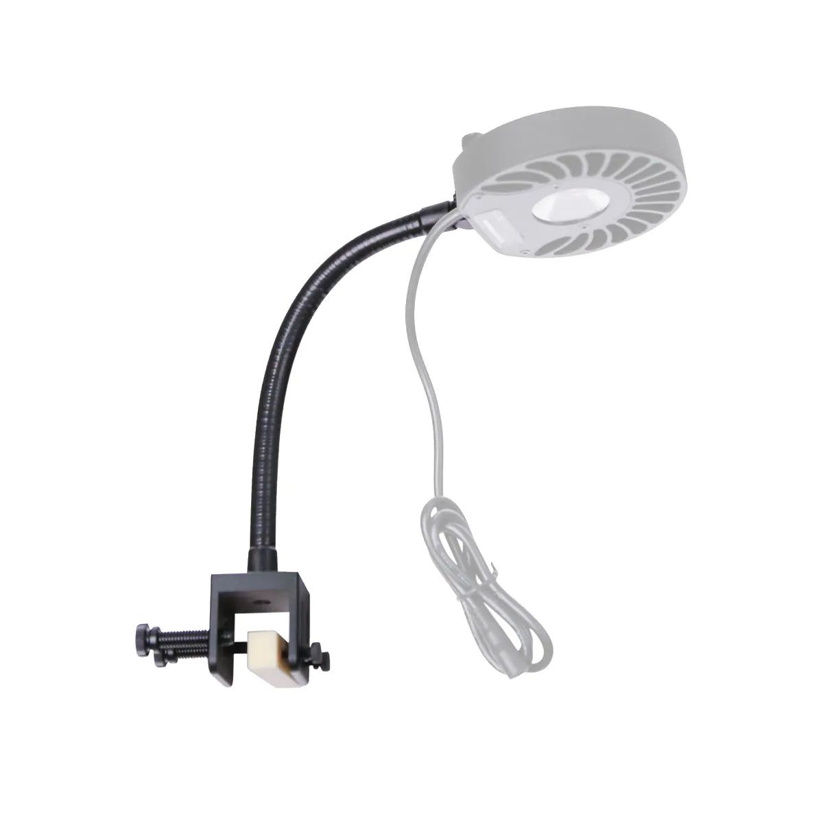 Lamp with flexible neck and clip on a white background