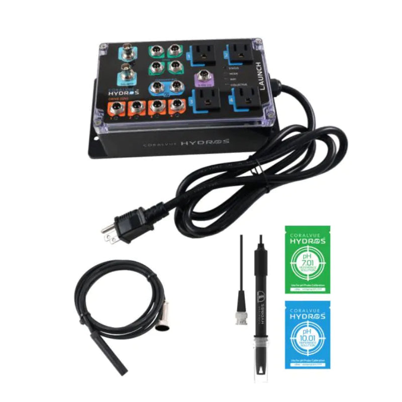 Catalyst Hydros electronic device with cables and probes on a white background
