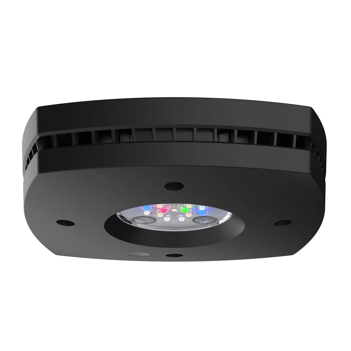 Side view of AI prime hd freshwater aquarium light in black on a white background
