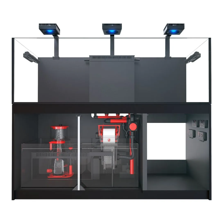 red sea reefer aquarium with sump filtration and reef led lights
