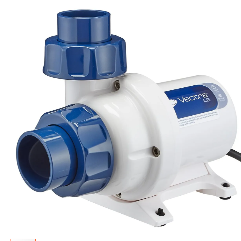 White pump with blue connectors on a white background
