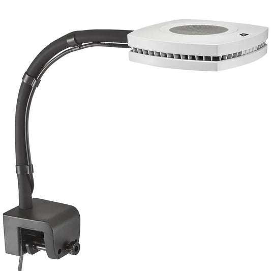 Lamp with adjustable arm on a white background