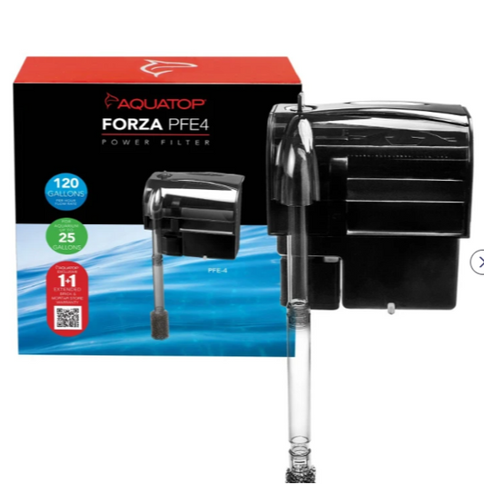 Aquatop Forza PFE4 power filter with packaging on a white background