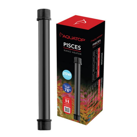 Aquatop Pisces Nano Heater with packaging on a white background