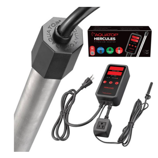 Aquarium heater with plug and temp probe