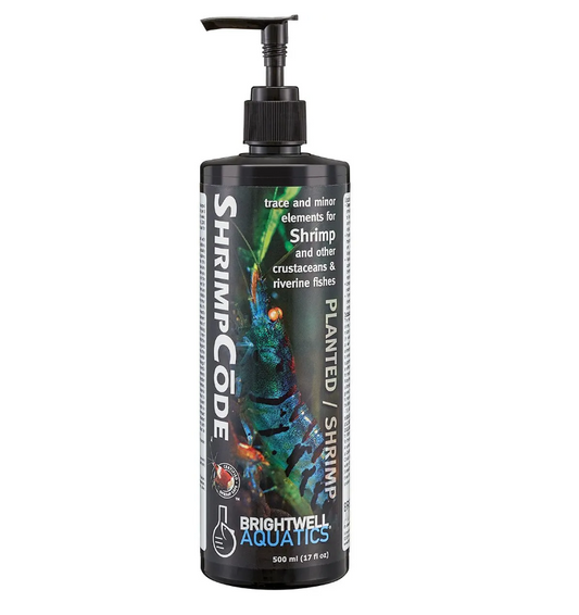 Bottle of Shrimp Code product with a pump on a white background