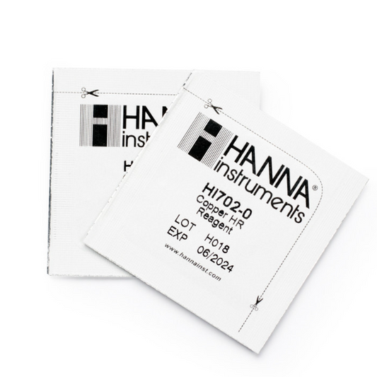 Two Hanna Instruments reagent packets on a white background