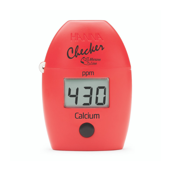 Red Hanna Checker with digital display on a white background