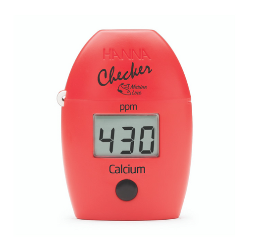 Red Hanna Checker with digital display on a white background