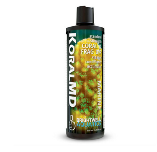 Bottle of Brightwell Koral MD Coral & Frag Dip on a white background
