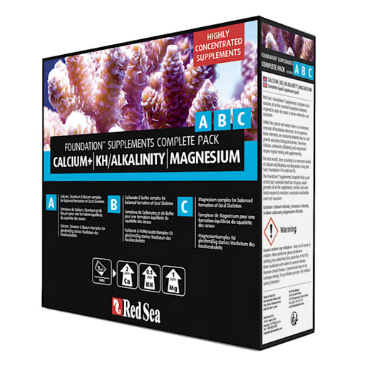 Red Sea ABC Foundation Supplements Complete Pack for aquariums on a white background