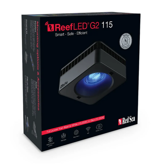 ReefLED G2 115 packaging with Red Sea branding on a white background