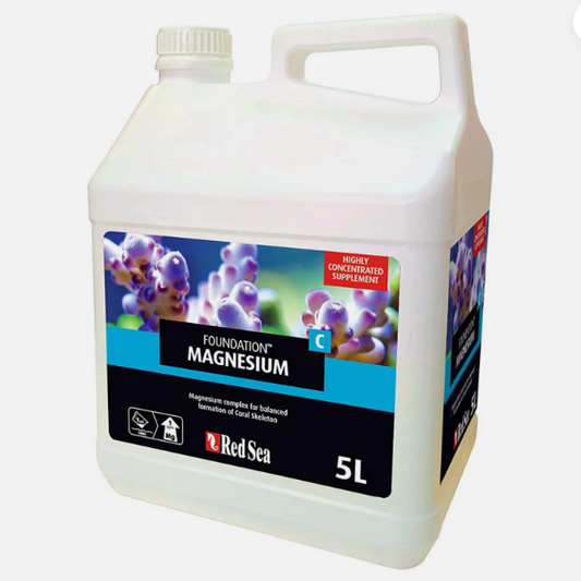 White container labeled 'Foundation Magnesium' by Red Sea on a white background