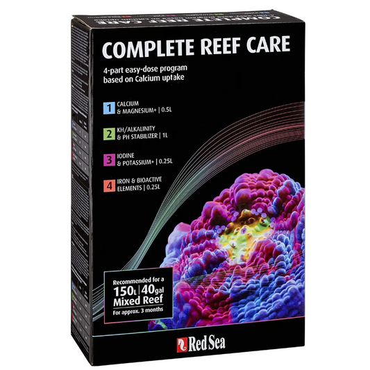 Red Sea Complete Reef Care packaging with coral image on a white background