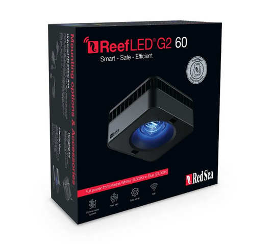ReefLED G2 60 packaging with Red Sea branding on a white background