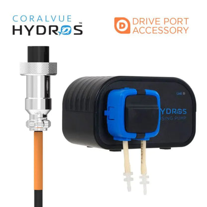 Coralvue Hydros drive port accessory with pump on a white background
