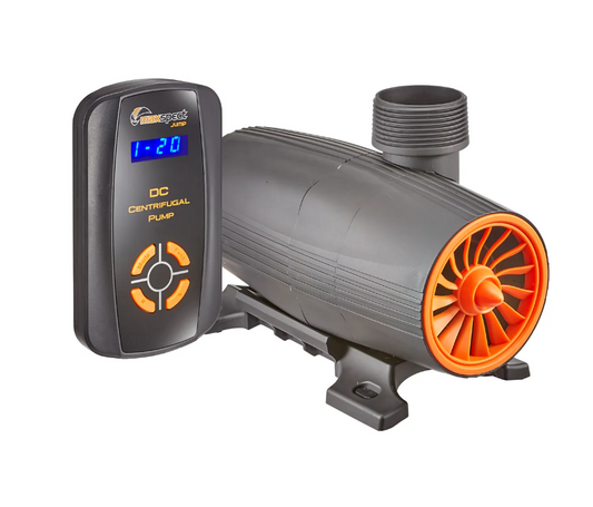DC centrifugal pump with digital display on a white background