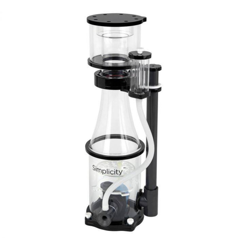Clear and black water filter with 'Simplicity' branding on a white background
