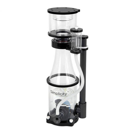 Clear and black water filter with 'Simplicity' branding on a white background