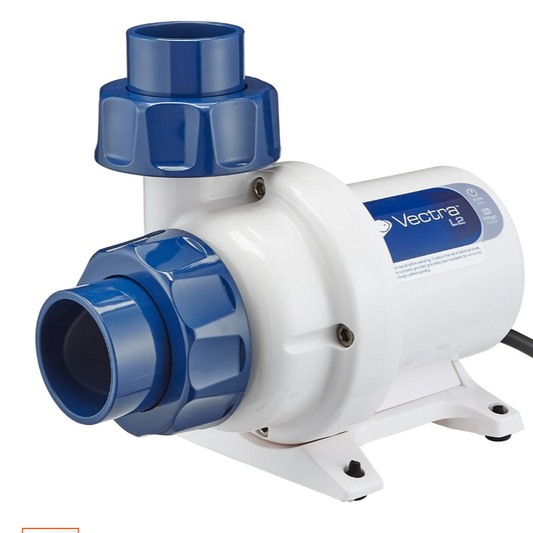 White pump with blue connectors on a white background
