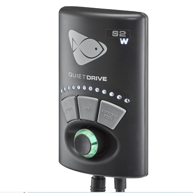 Black QuietDrive device with control buttons on a white background